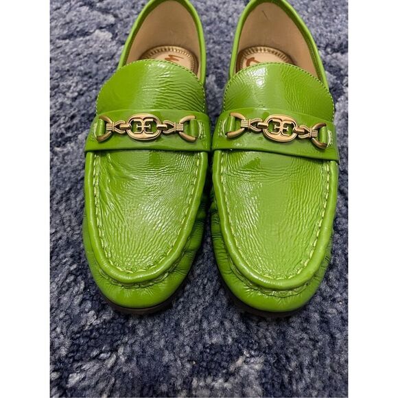 Sam Edelman Lucca Green Lea Slip On Heel Loafers Women's Size 6.5 New - Picture 1 of 9